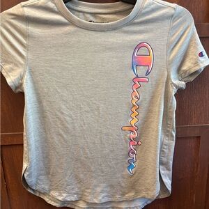 Champion Kids Gray Tee with Multicolor Logo